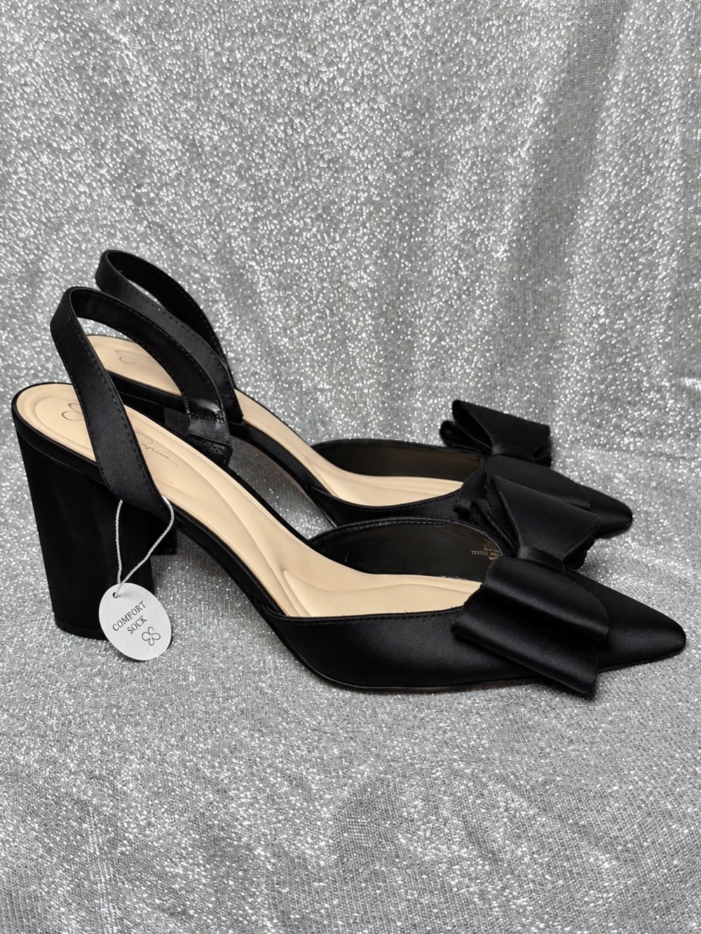Jessica Simpson Black Pointed-Toe Slingback Bow Heels - Picture 5 of 10